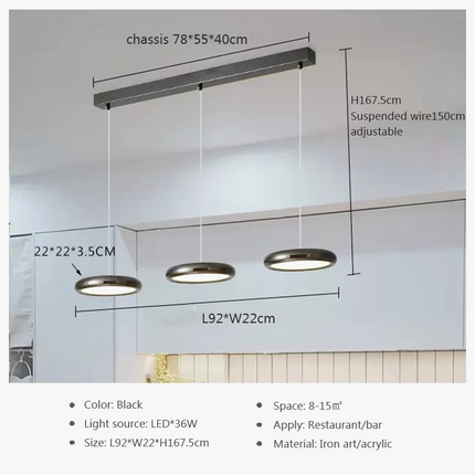 Suspension LED nordique à 3 têtes rondes chromées en fer — LZ4X9P
