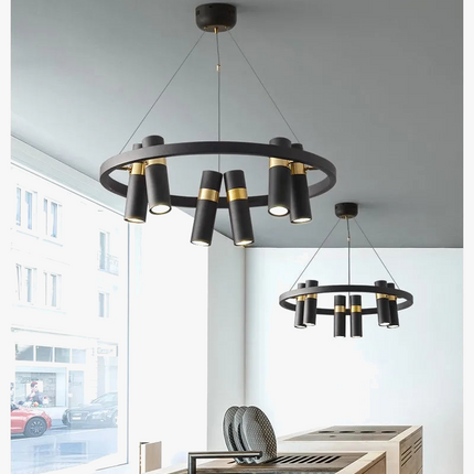 Lustre LED rotative en fer forgé au design moderne