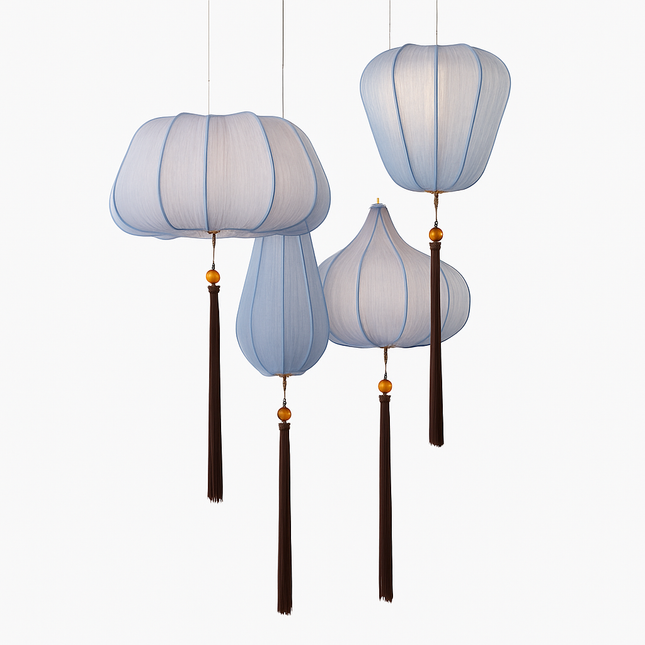 Suspension LED style chinois en tissu