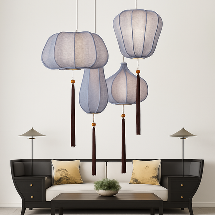 Suspension LED en tissu style chinois — LZ4M7Q2