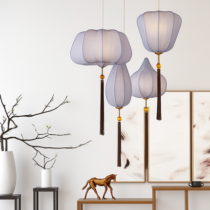 Suspension LED en tissu style chinois — LZ4M7Q2