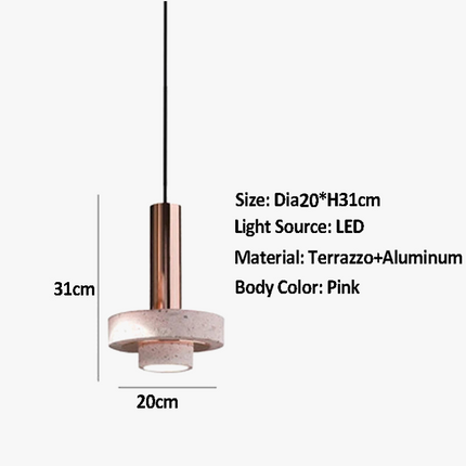 Suspension LED en aluminium avec abat-jour terrazzo pour hôtel et bar — LZ4X9P