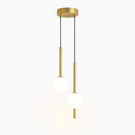 Suspension LED avec tube doré et globe lumineux — LZ4X9P