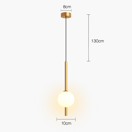 Suspension LED avec tube doré et globe lumineux — LZ4X9P