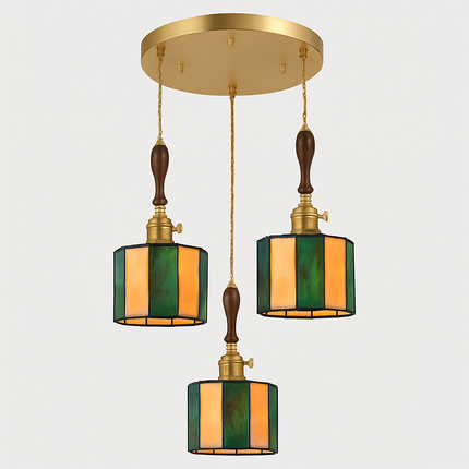 Suspension LED vintage avec douille cuivre et abat-jour en verre japonais — LZ4X9P