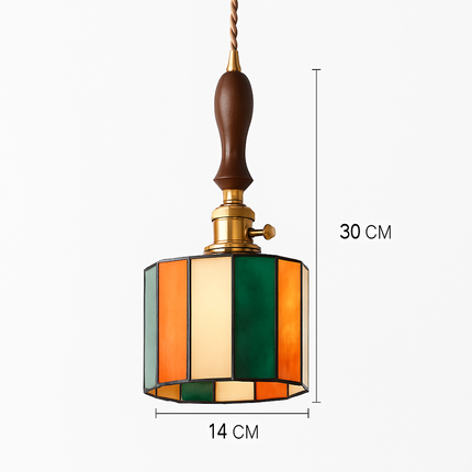 Suspension LED vintage avec douille cuivre et abat-jour en verre japonais — LZ4X9P