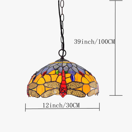 Suspension style européen libellule avec éclairage vintage vitrail Tiffany — LZ4X9P2Q