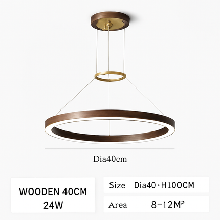 Suspension créative en bois grain rond minimaliste — LZ4X9T