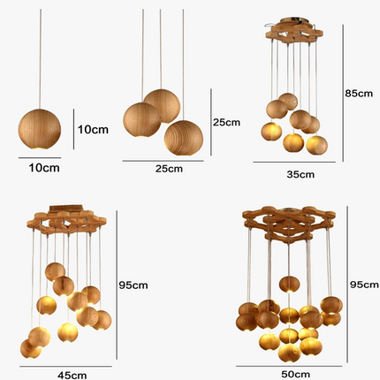 Suspension LED moderne en bois avec multiples têtes GZMJ — LZ4X9T