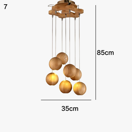 Suspension LED moderne en bois avec multiples têtes GZMJ — LZ4X9T