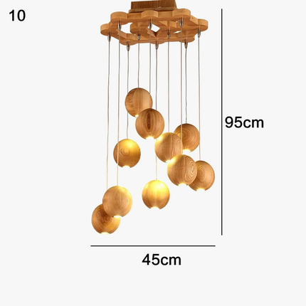 Suspension LED moderne en bois avec multiples têtes GZMJ — LZ4X9T