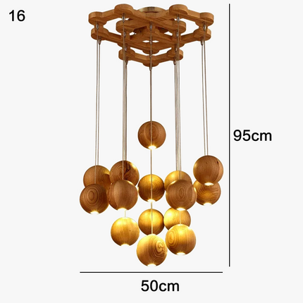 Suspension LED moderne en bois avec multiples têtes GZMJ — LZ4X9T