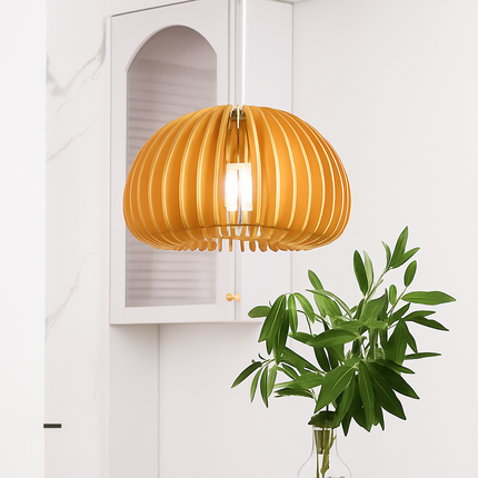 Suspension lustre citrouille en bois naturel style nordique — LZ4X9P2