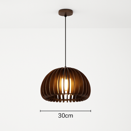 Suspension lustre citrouille en bois naturel style nordique — LZ4X9P2