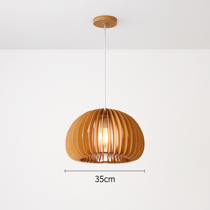 Suspension lustre citrouille en bois naturel style nordique — LZ4X9P2
