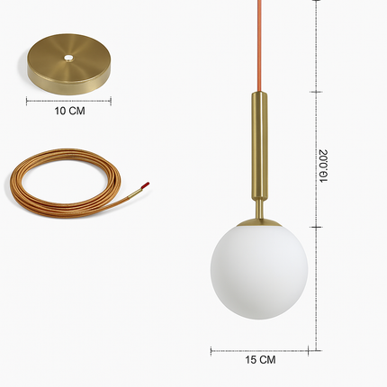 Suspension élégante avec abat-jour sphérique doré — LZ4X9T