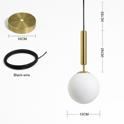 Suspension élégante avec abat-jour sphérique doré — LZ4X9T