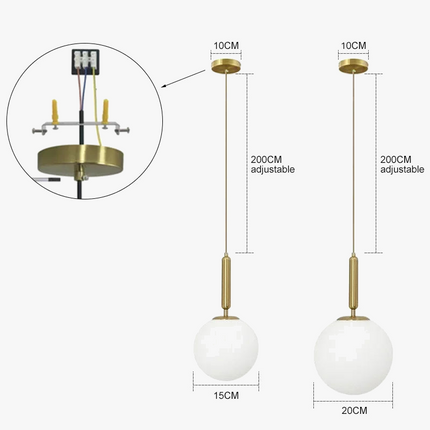 Suspension moderne avec globe en verre doré — LZ4X9T2