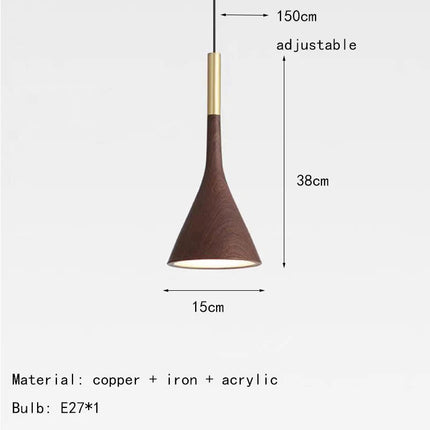 Suspension moderne en métal effet bois avec cordon ajustable — LZ4X9P