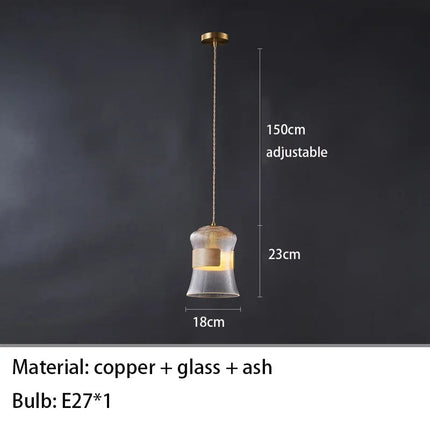 Suspension moderne en verre avec accents bois et cuivre — LZ4X9T2