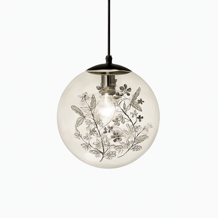 suspension moderne en verre et métal design avec fleur