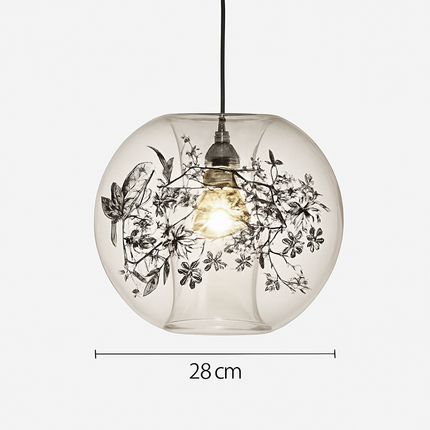 suspension moderne en verre et métal design avec fleur
