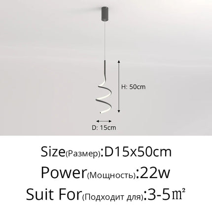 suspension moderne simple avec éclairage créatif led