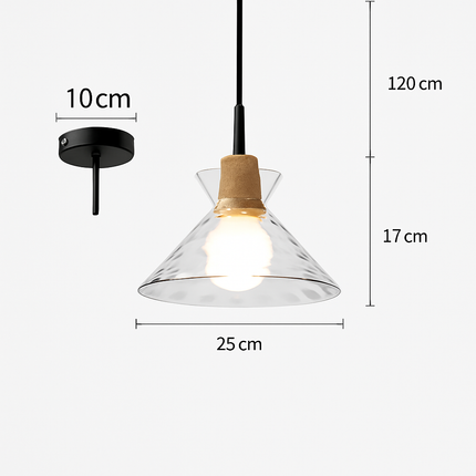 suspension nordique avec abat-jour en verre clair