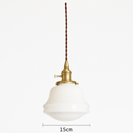 Suspension nordique dorée avec verre blanc