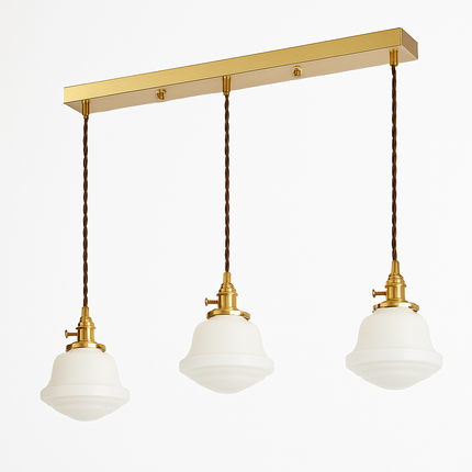 Suspension nordique dorée avec verre blanc