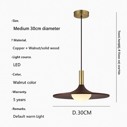 suspension nordique en bois et cuivre soucoupe volante pour intérieur