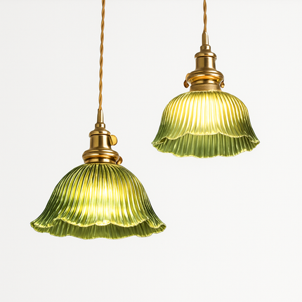 suspension nordique moderne avec abat-jour fleur en verre