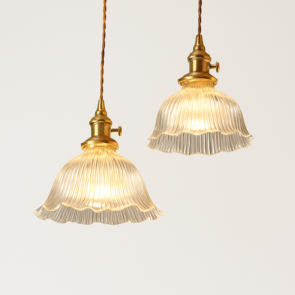 suspension nordique moderne avec abat-jour fleur en verre