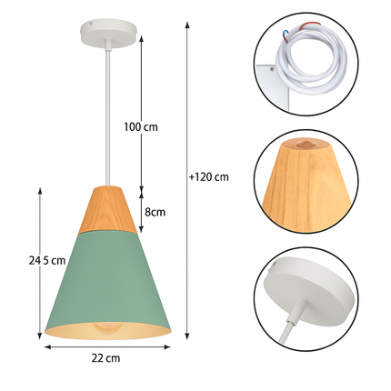Suspension nordique en bois et métal vert — LZ4XJ9