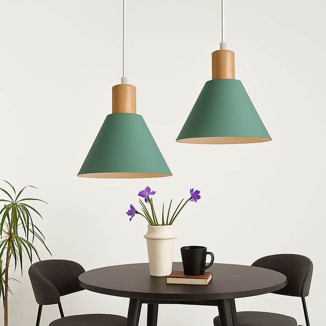 Suspension nordique en bois et métal vert — LZ4XJ9