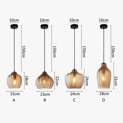 Suspension en verre ambre pour cuisine et chambre E27 — LZ4X9Q2J