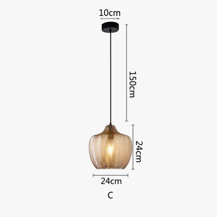 Suspension en verre ambre pour cuisine et chambre E27 — LZ4X9Q2J