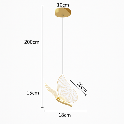 Suspension papillon LED acrylique 3 couleurs pour intérieur — LZ4X9T