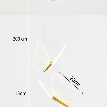 Suspension papillon LED acrylique 3 couleurs pour intérieur — LZ4X9T
