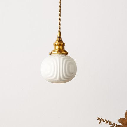 Suspension rétro avec abat-jour en céramique blanche Letten — LZ4X9P