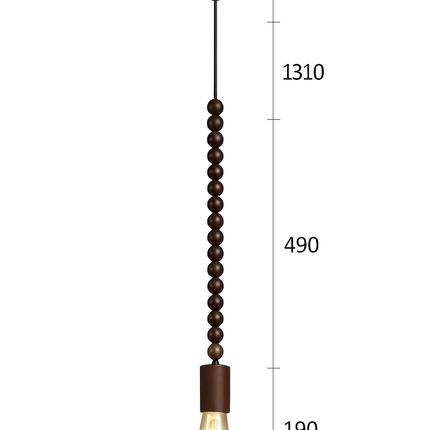 suspension rétro en bois de chêne avec perles géométriques