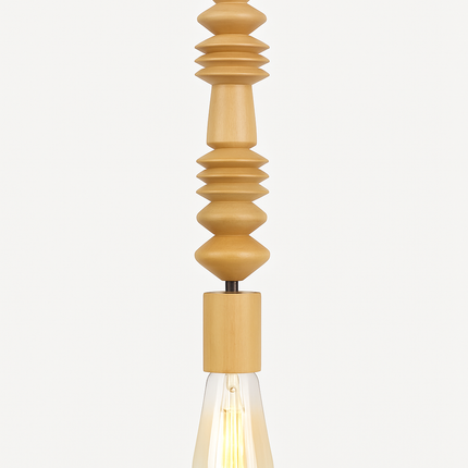 suspension rétro en bois de chêne avec perles géométriques