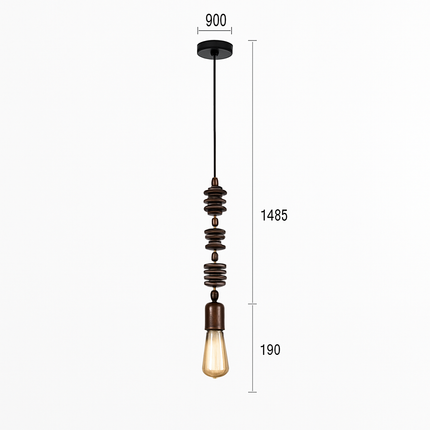 suspension rétro en bois de chêne avec perles géométriques