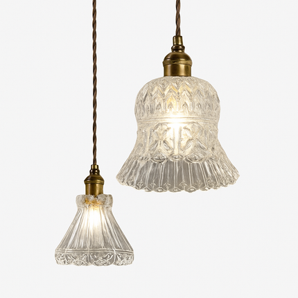 Suspension rétro en laiton avec verre gravé pour restaurant — LZ4D9X2