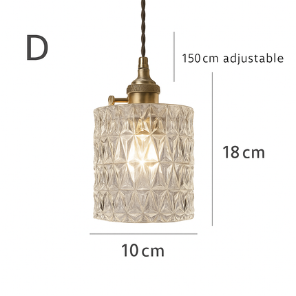 Suspension rétro en laiton avec verre gravé pour restaurant — LZ4D9X2