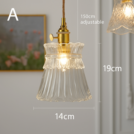 Suspension rétro en laiton avec verre gravé pour restaurant — LZ4D9X2