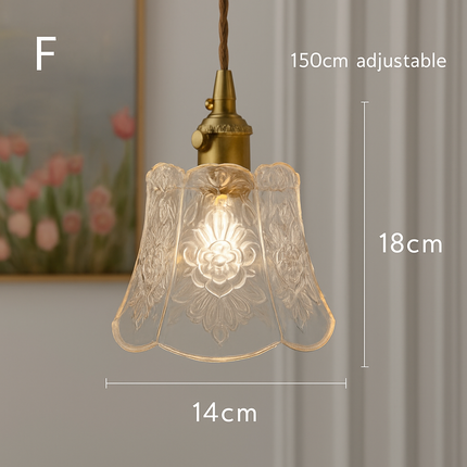 Suspension rétro en laiton avec verre gravé pour restaurant — LZ4D9X2