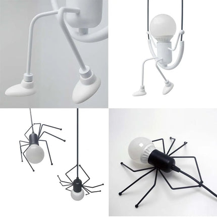 Suspension rétro nordiques petit fer homme araignée lampe suspendue lumière d'escalade LED pour Loft chambre d'enfants café Bar