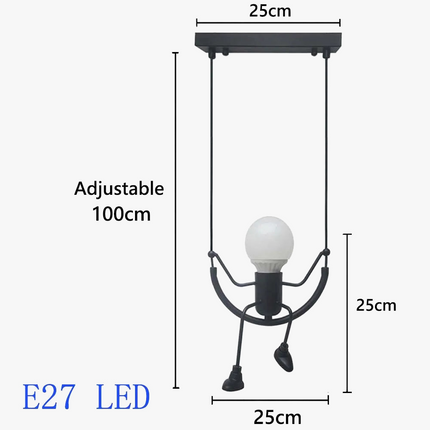 Suspension rétro nordiques petit fer homme araignée lampe suspendue lumière d'escalade LED pour Loft chambre d'enfants café Bar