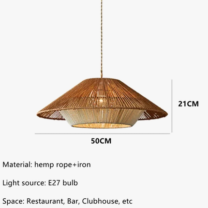 Suspension rétro en rotin style wabi sabi pour bar et restaurant — LZ4X9M